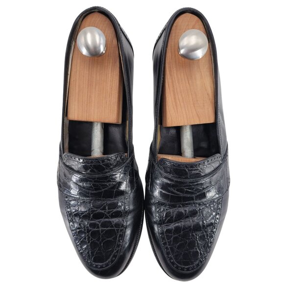 Vintage Mezlan Exotic Crocodile and Leather Dress Shoes Mens 8.5M Penny Loafers - Picture 2 of 11